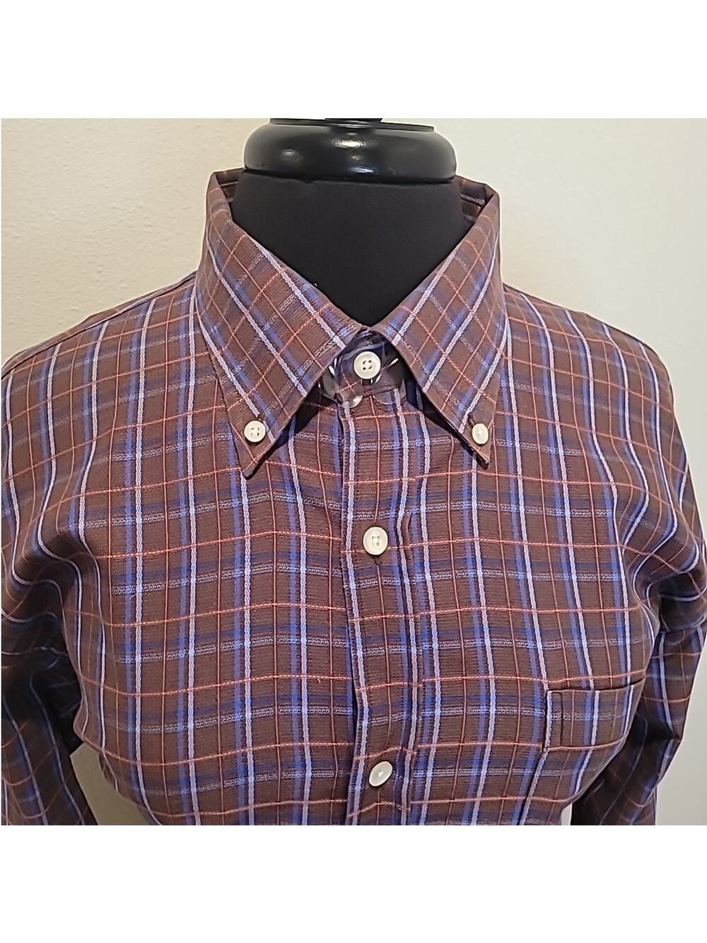 BORN Button Down Front Shirt Men's Large Long Sleeve Plaid Classic Preppy